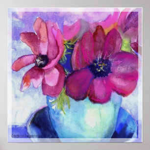 Pôster anêmona rosa e púrpura