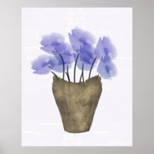Poster Anêmonas azuis de cor aquosa em Vaso de cobre