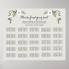 Pôster Anêmonas pintadas - Gráfico de assentos alfabético