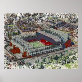 Poster Anfield Stadium Liverpool - Artistic Watercolour