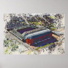Poster Anfield Stadium Liverpool - Artistic Watercolour