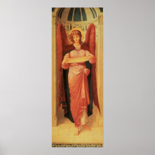 Pôster Angel com um pergaminho de John Melhuish Strudwick