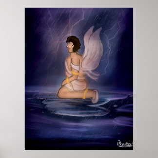 Poster Angel dark blue wall art