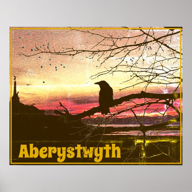 Poster Angel e Raven de Aberystwyth no pôr do sol (Frente)