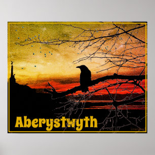 Poster Angel e Raven de Aberystwyth no pôr do sol