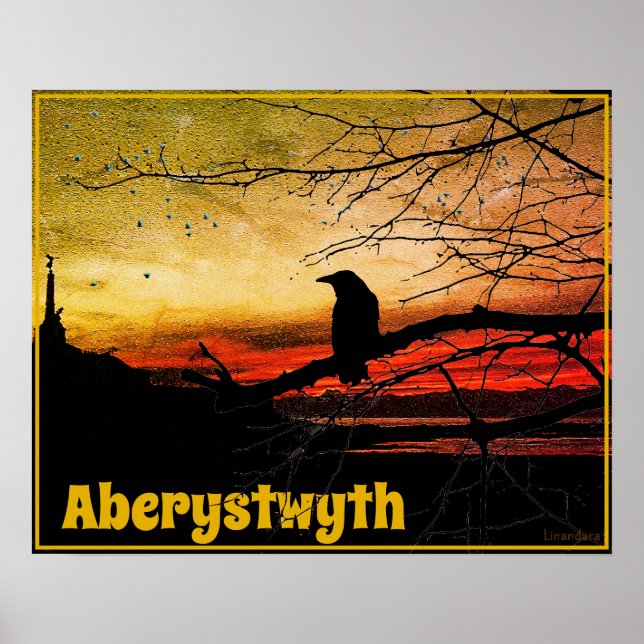 Poster Angel e Raven de Aberystwyth no pôr do sol (Frente)