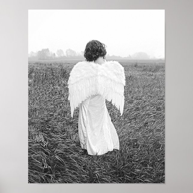 Poster Angel Elegant Black And White Photo Art (Frente)