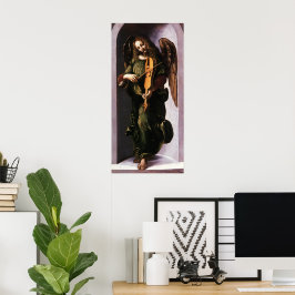 Poster Angel em verde com Vielle de Leonardo da Vinci