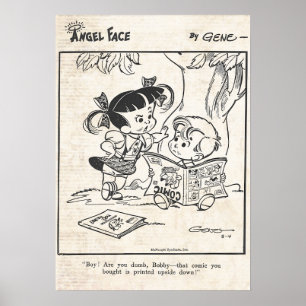 Poster Angel Face Comic Strip - "Impresso de cabeça para