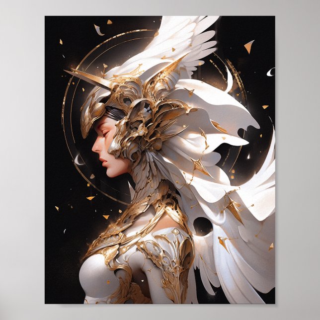 Poster Angel In White Armor Fantasy Art (Frente)