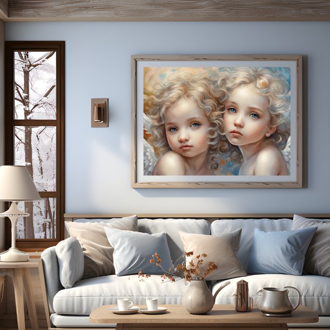 Poster Angel Little Sisters Arte Moderna (Angel Little Sisters Modern Art Poster)