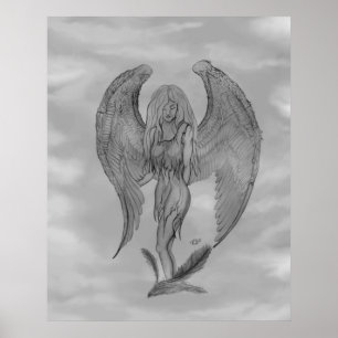 Poster Angel no estilo de tatuagem