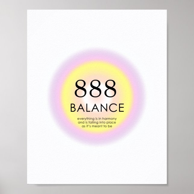Poster Angel Numbers Numerology Meaning 888 Balance  (Frente)
