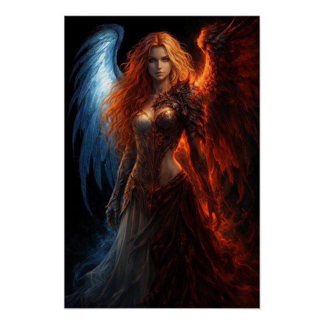 Pôster Angel of Fire and Ice – Dark Fantasy Poster (Frente)