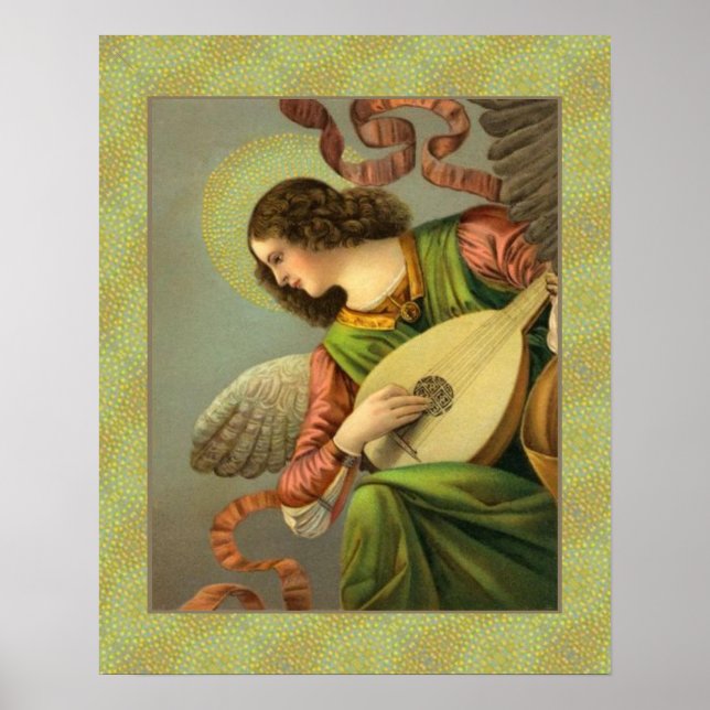 Poster Angel Painting With Mandolin (Frente)