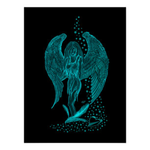 Pôster Angel, perdido no Love, Design preto e verde