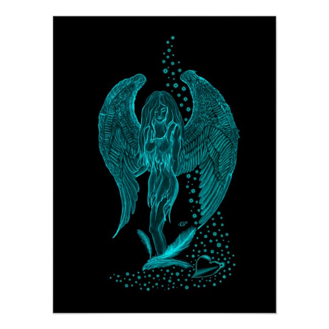 Pôster Angel, perdido no Love, Design preto e verde (Frente)