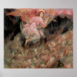 Pôster Angel Piping to Souls in Hell por Evelyn De Morgan