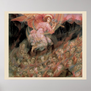 Pôster Angel Piping to Souls in Hell por Evelyn De Morgan