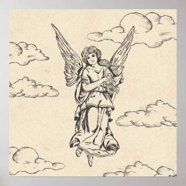 Poster Angel Playing Harp (Frente)