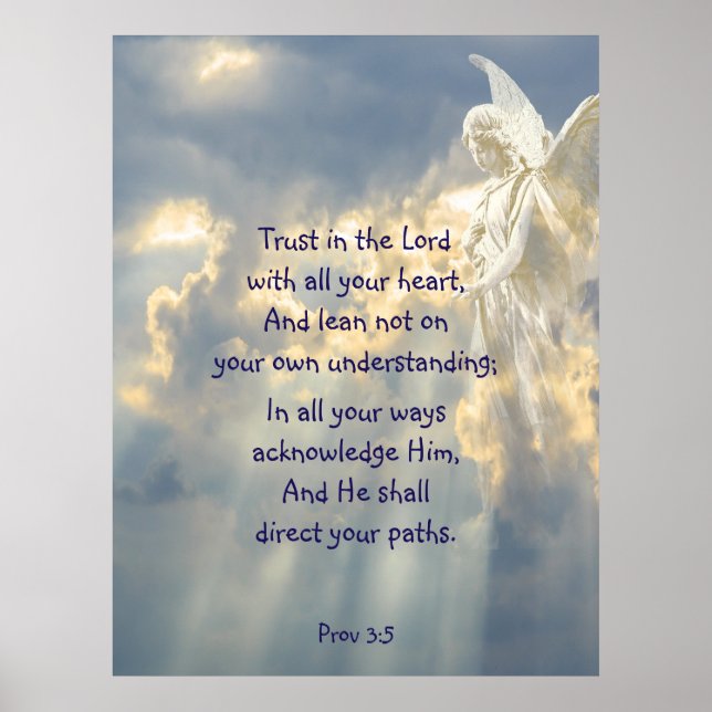 Poster  Angel Trust in the Lord Quote Inspirational (Frente)
