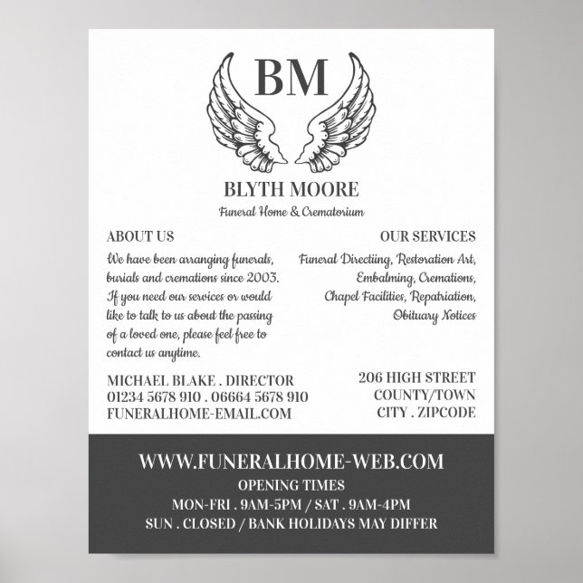 Poster Angel Wings, Funeral Home, Diretores (Frente)