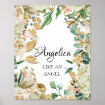 Poster Angelica Name Significa Floral Bridal Birthday<br><div class="desc">Um nome elegante que significa um poster dedicado a um novo bebê. Decorado com brilho como pés de bebês. Aproveite o seu dia! FlorenceKdesign</div>