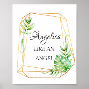 Poster Angelica Name Significa Floral Geométrica Frame