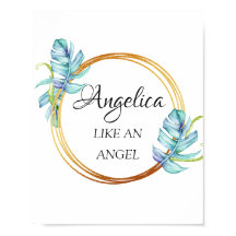 Angelica Name Significa Floral Ouro Frame