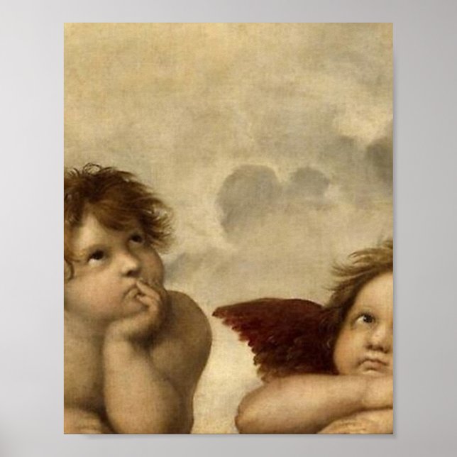 Poster Angels Cherubs Raphael Santi Sistine Madonna Sweet (Frente)