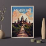 Poster Angkor Wat Cambodia Viagem Art Vintage<br><div class="desc">Trabalho de arte de vetor Angkor Wat. Angkor Wat é um templo complexo no Camboja que é considerado a maior estrutura religiosa do mundo pelos Guinness World Records. Está localizada na antiga capital Khmer de Angkor,  no Camboja norte.</div>