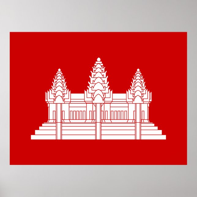 Pôster Angkor Wat Cambodian / Khmer Flag (Frente)