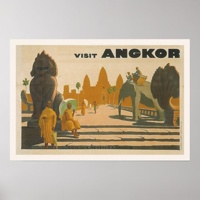 Poster Angkor Wat Cambodja Viagens vintage (Frente)