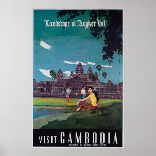 Poster Angkor Wat Cambodja Viagens vintage