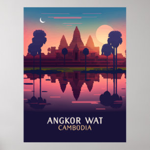 Poster Angkor Wat Sunrise Cambodja Siem Reap Retro