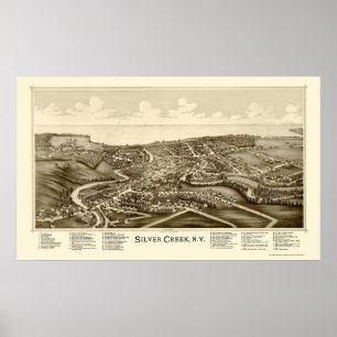 Pôster Angra de prata, mapa panorâmico de NY - 1892