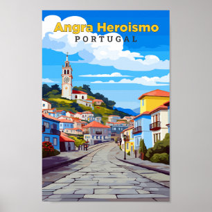 Poster Angra Heroismo Portugal Viagem Art Vintage