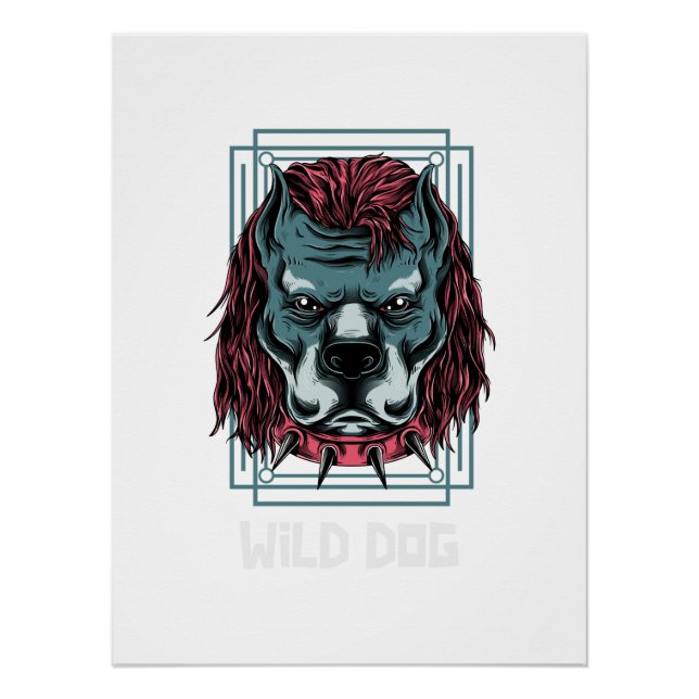 Pôster Angry Dog Logo | Spiked Collar Bulldog Artwork (Frente)