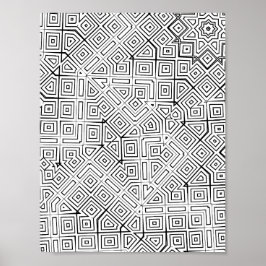 Poster Angular Maze Grid Coloring Page Pattern Design