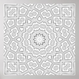 Poster Angular Starburst Mandala Pattern Coloring Art