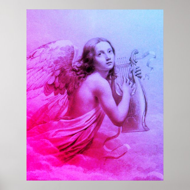 Poster ÂNGULO BRINCANDO LYRA SOBRE AS NUVENS Cor-de-rosa (Frente)