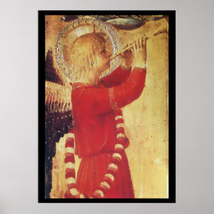 PÔSTER ÂNGULO MUSICAL A VERMELHO E DOURADO