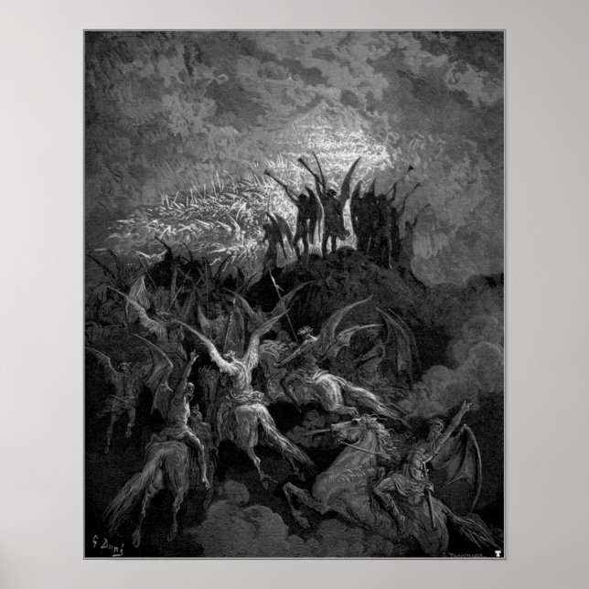Poster Ângulos do céu sopram suas trompetes Gustave Dore (Frente)