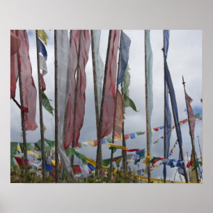 Pôster Anilhas de bandeira de oração na montanha, Yoton