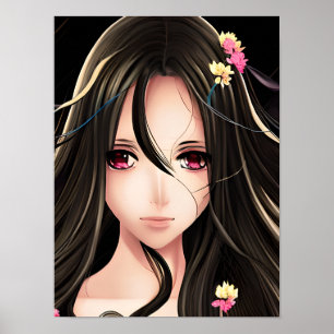 Poster Animação de Namorada de Brunette de Olho Rosa