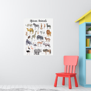 Poster Animais Africanos   Aprendizado Educacional em Sal