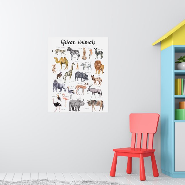 Poster Animais Africanos | Educação Aprendizado Sala de A (Berçário 1)
