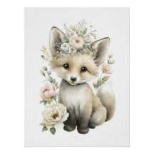 Animais Bebês Adoráveis em Aquarela com Flores