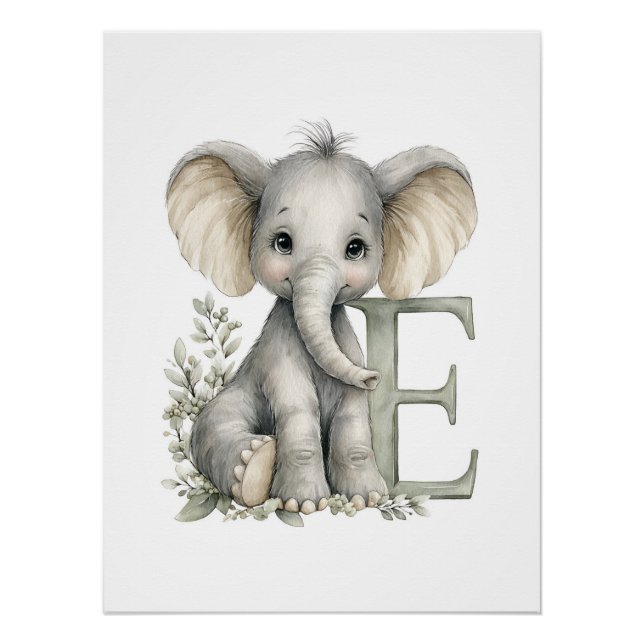 Pôster Animais Bebês Adoráveis em Aquarela com Letras do  (Frente)