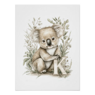 Pôster Animais Bebês Adoráveis em Aquarela com Letras do 